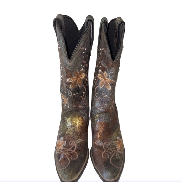 Durango Crush Cowboy Boots RD3030 Size 9 Floral Embroidery Western Rhinestone - Picture 6 of 11
